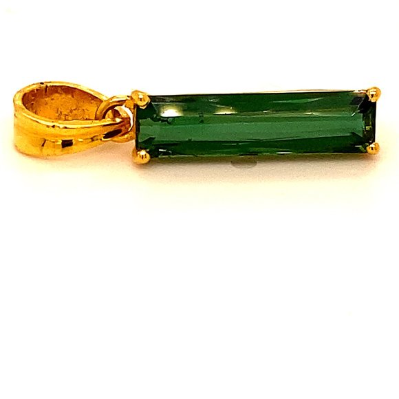 Green Tourmaline 3.75ct Solid 18K Gold Pendant - Picture 1 of 9